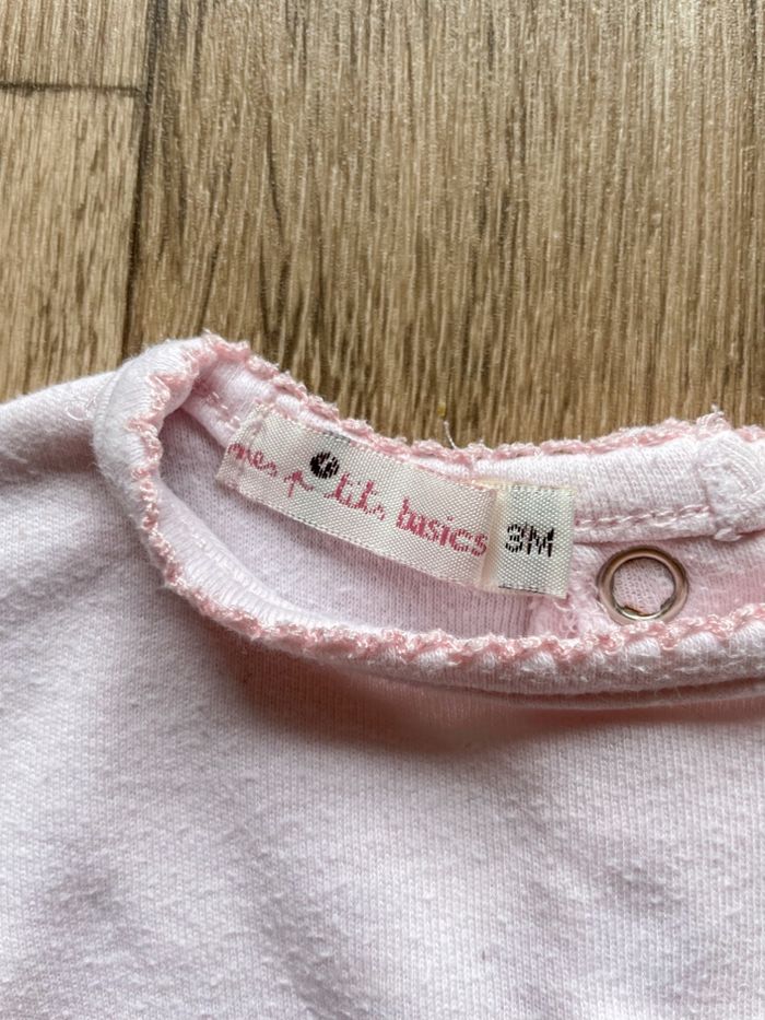 T-shirt rose bébé fille à manches longues taille 3 mois - photo numéro 2