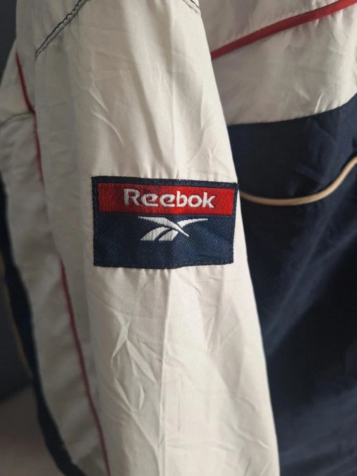 Veste Reebok vintage M bleu blanc style 90s logo brodé rétro (544) - photo numéro 7