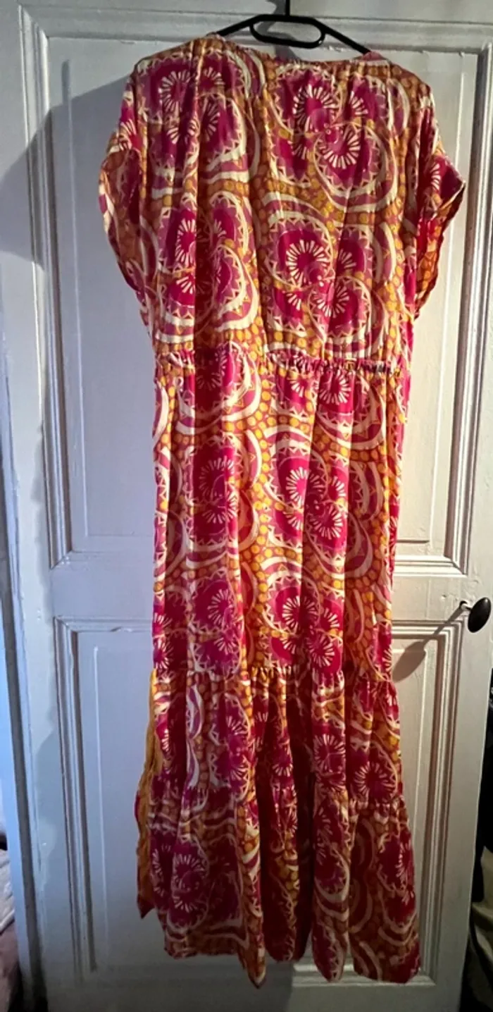 Robe longue d'été rose orange taille unique - photo numéro 5