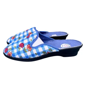 Chaussons à carreaux bleu motif floral pour femmes Taille 41 Neuf