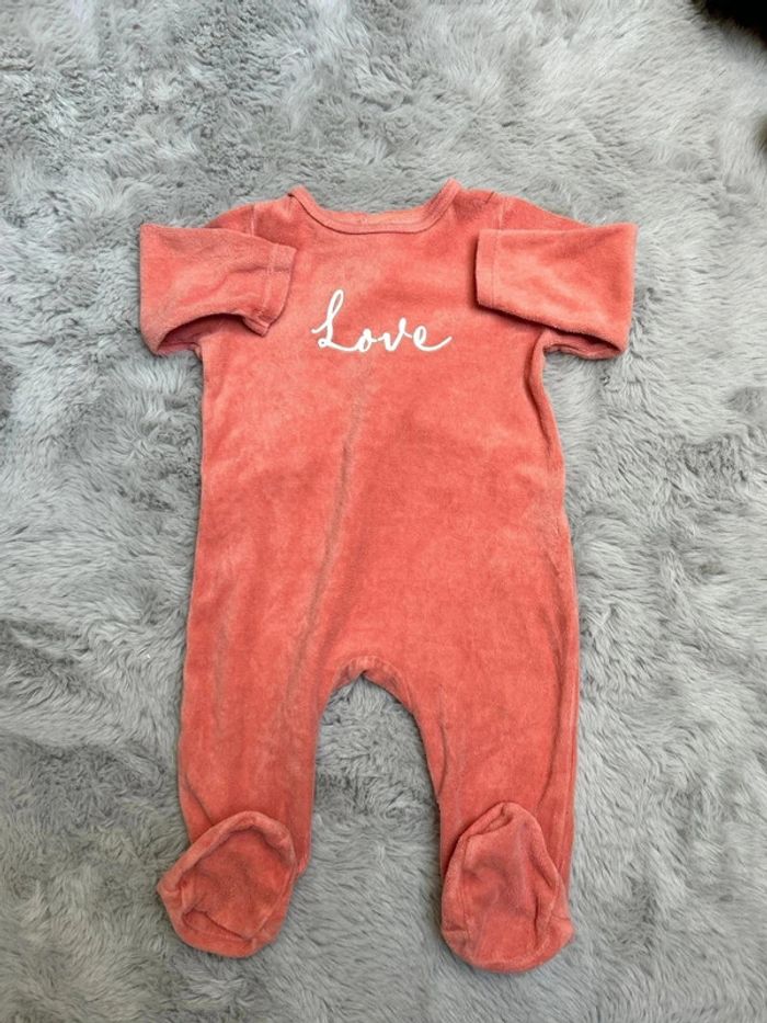 Pyjama velours rose 9 mois