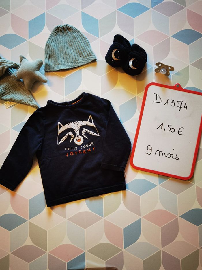 D1374 - tee-shirt garçon 9 mois
