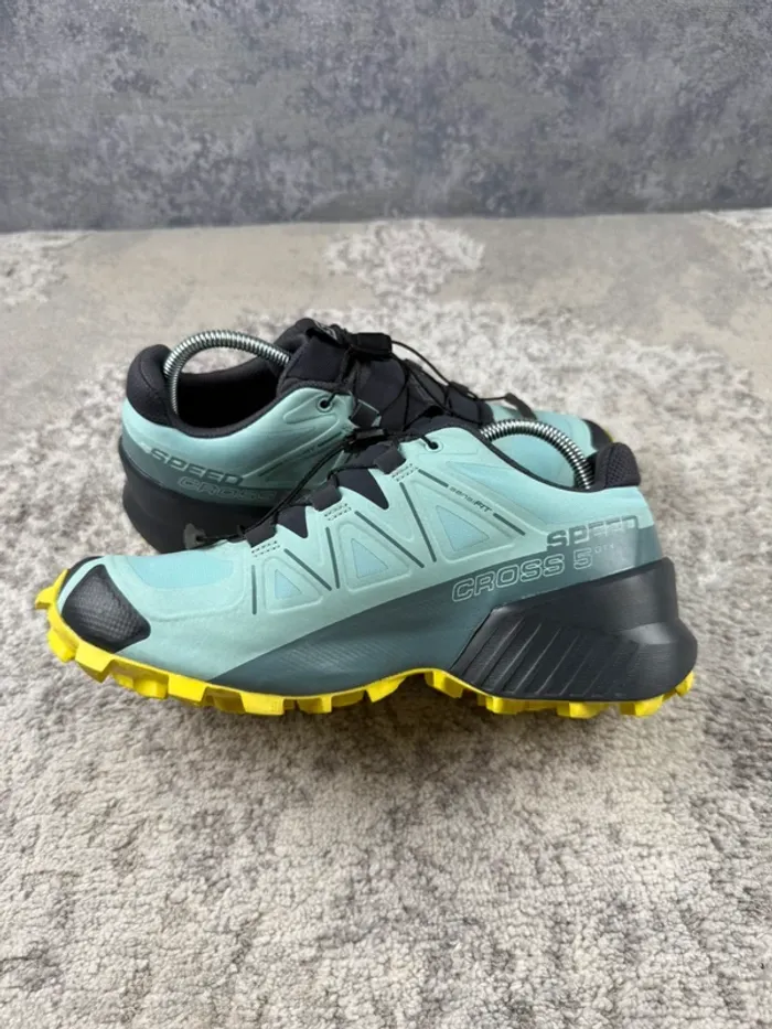 Salomon SpeedCross5 Gore-Tex - Blue & Yellow & Grey - photo numéro 7