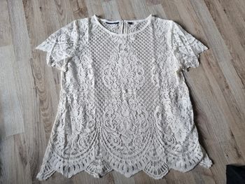 T-shirt blanc macramé