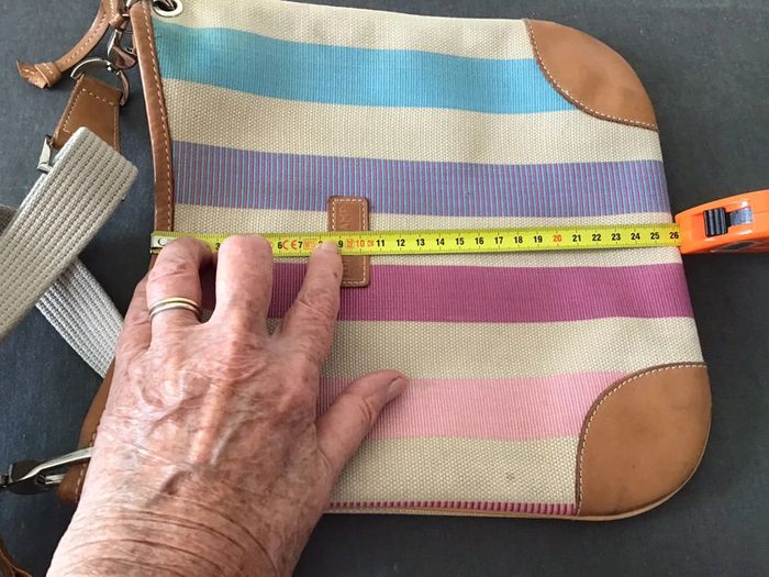 Sac toile et cuir rayé « Longchamp » deux faces de teintes differentes - photo numéro 9
