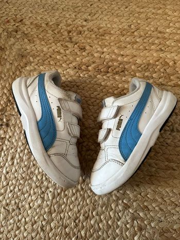 Baskets puma blanc/bleu pointure 31 bon état à scratch