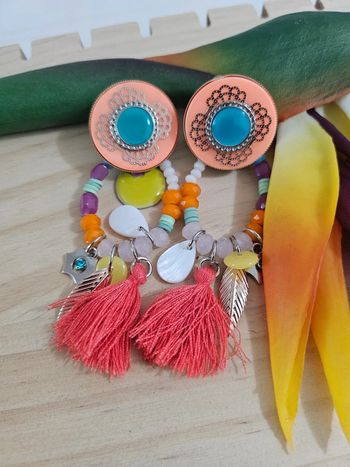 Boucles d oreilles bohème avec breloques et clips modèle 14 en acier inoxydable