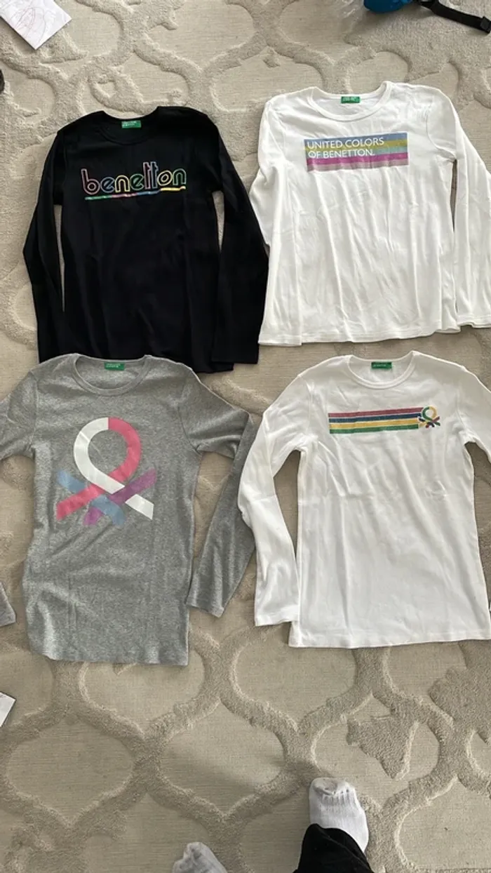 Lot de 4 hauts manches longues Benetton - Fille 10-11 ans (150 cm) - Parfait état !