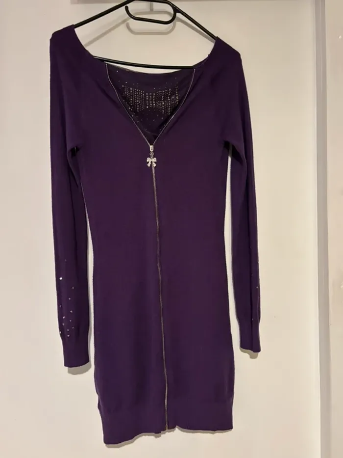 Jolie pull long violet taille unique - photo numéro 3