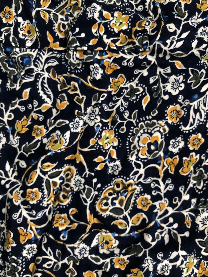 Blouse camaïeu taille 36 marine moutarde imprimée fleuri - photo numéro 3