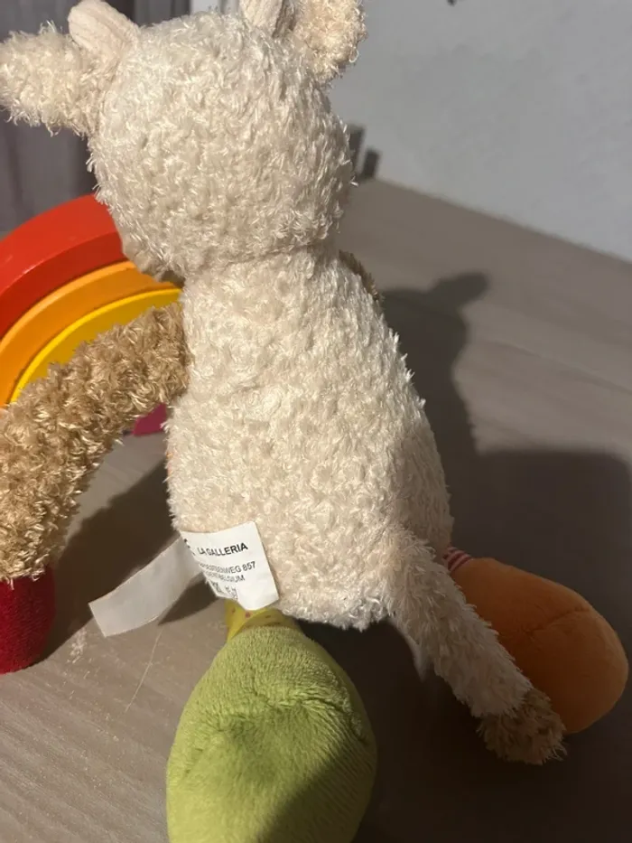 Doudou vache beige blanche rouge vert orange la galleria - photo numéro 3