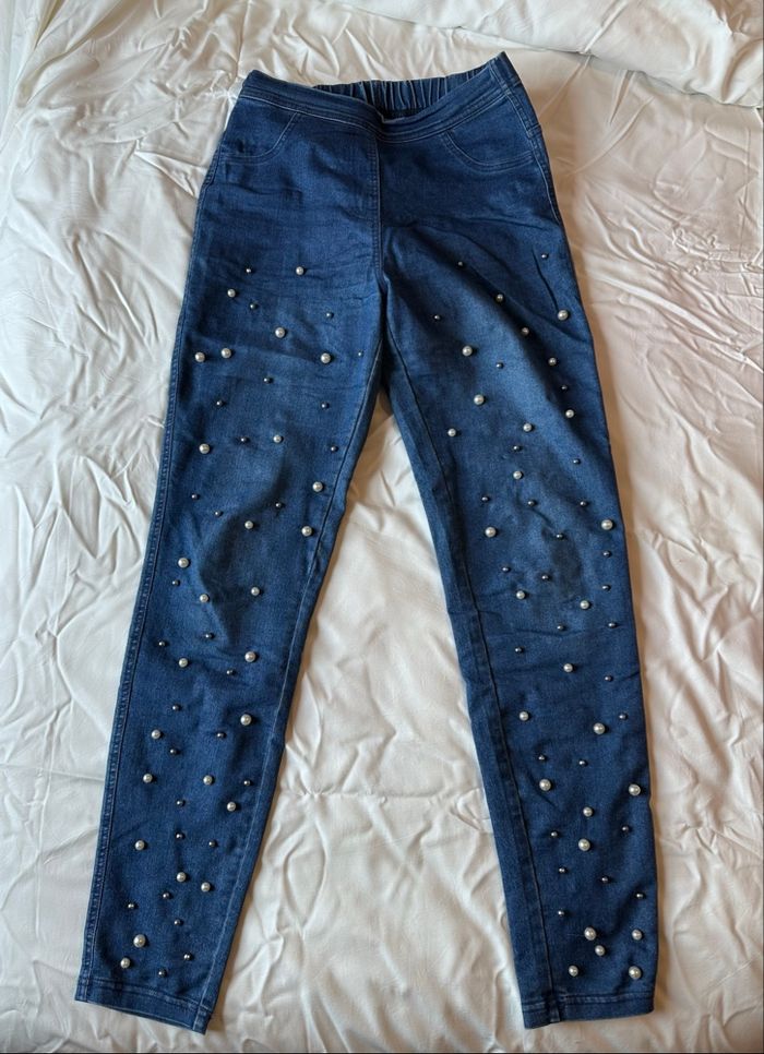 Jean / legging Calzedonia taille S bleu avec perles cousues
