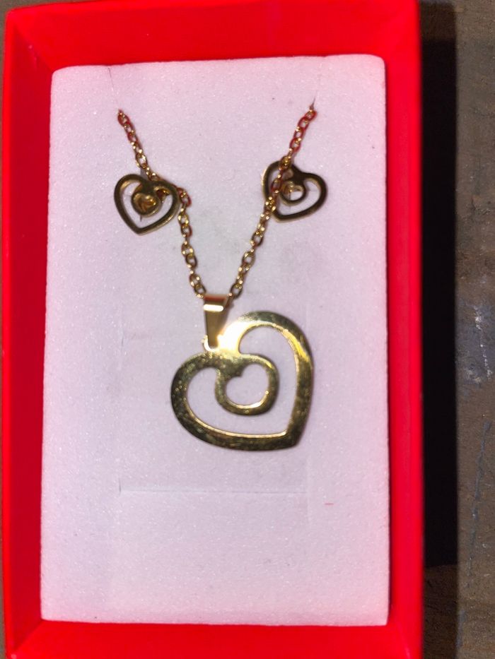 Collier+boucle d'oreille acier inoxydable