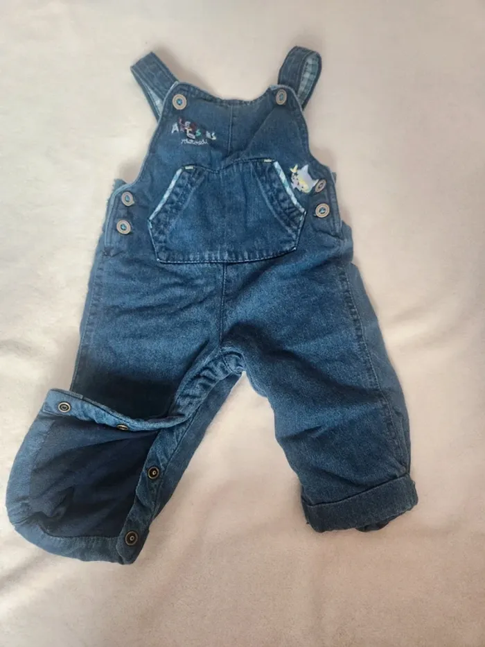Adorable lot bébé garçon 6 mois salopette pantalon et haut bleus Sergent Major automne hiver - photo numéro 2