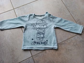 Haut de pyjama velours 86 cm bleu clair