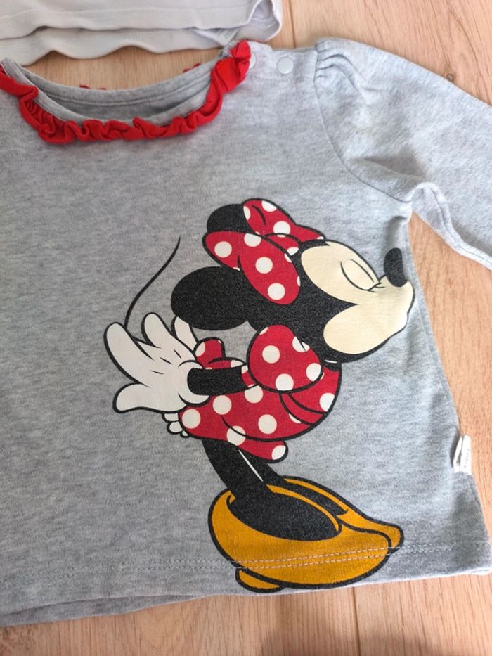 Lot fille de 1 sweat + 2 t-shirts épais Minnie - 18 mois - photo numéro 3