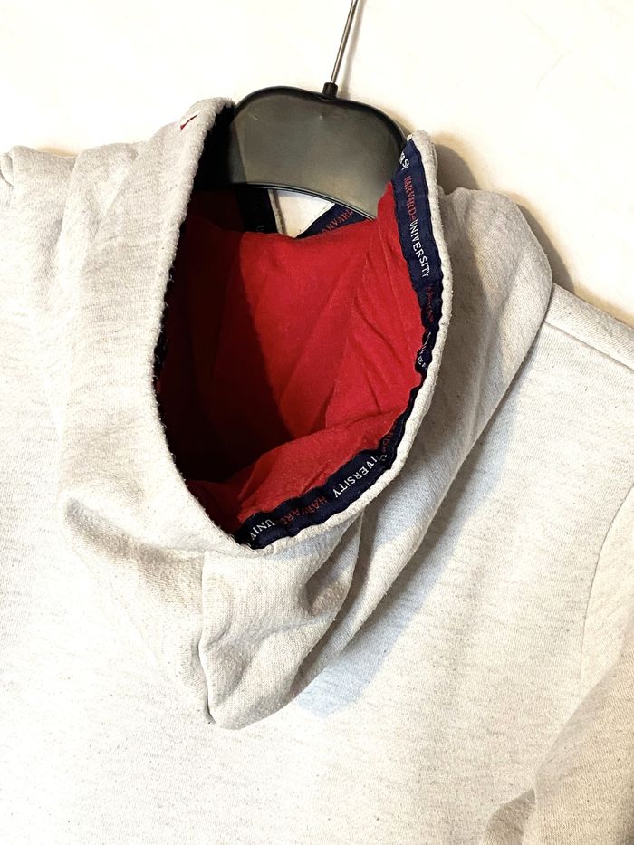 Sweat Harvard Beige Capuche Morceaux Lacets Noirs Décoration Cou Vêtement Tendance Mode Adolescents - photo numéro 6