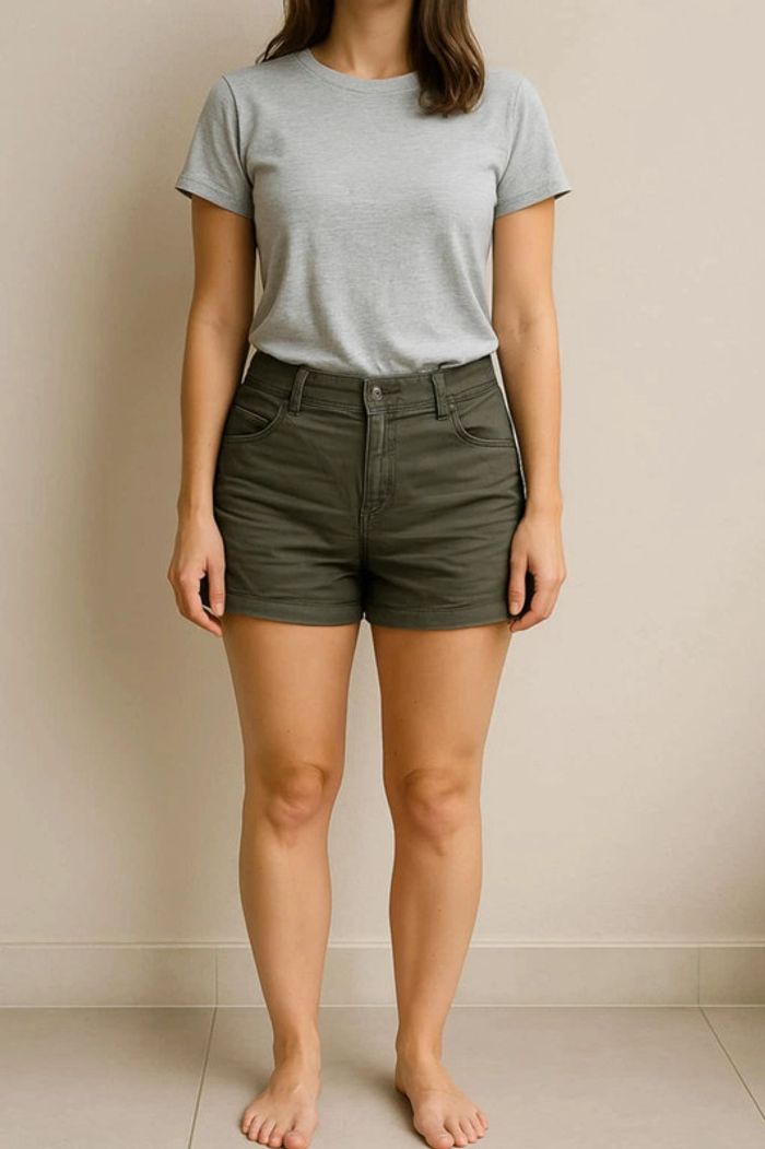 Short en jeans kaki