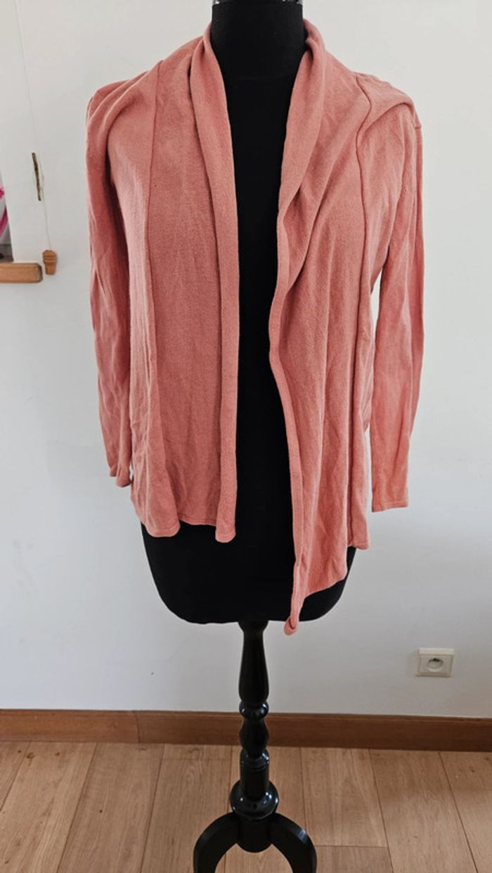 Gilet long à manches longues, saumon, Kiabi, 10 ans