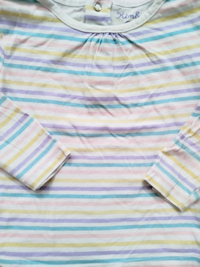 T-shirt manches longues 24 mois fille Kimbaloo couleurs joyeuses rayures - photo numéro 2