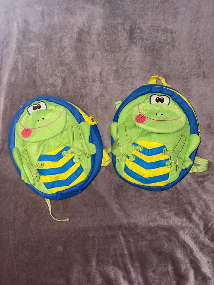 Lot de 2 sacs à dos grenouille enfant – vert et bleu 🐸🎒