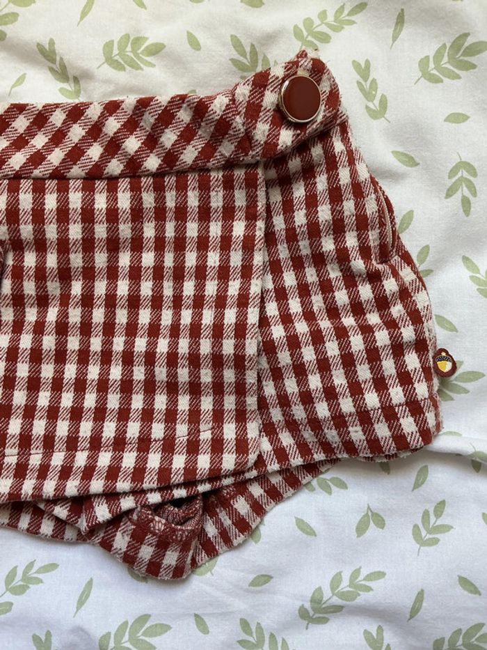 jupe short vichy bordeaux et beige sergent major taille réglable 2 ans - photo numéro 4