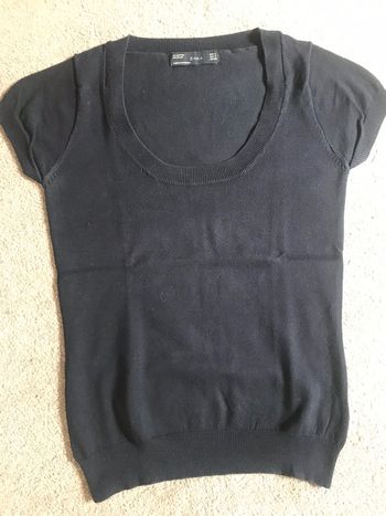 Pull fin Zara bleu marine manches courtes S