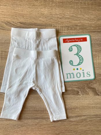 Lot de 2 leggings blanc t.3mois