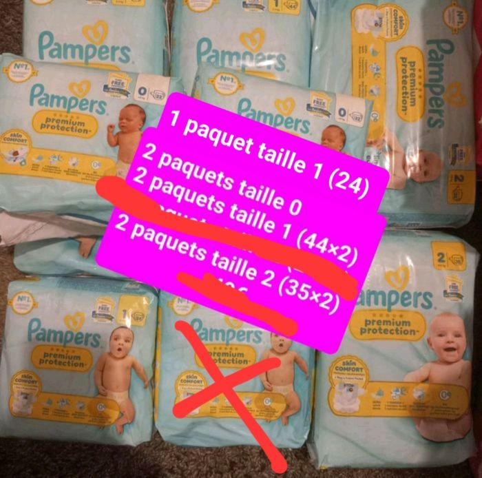 Lot pampers taille 0 et taille 1 et taille 2
