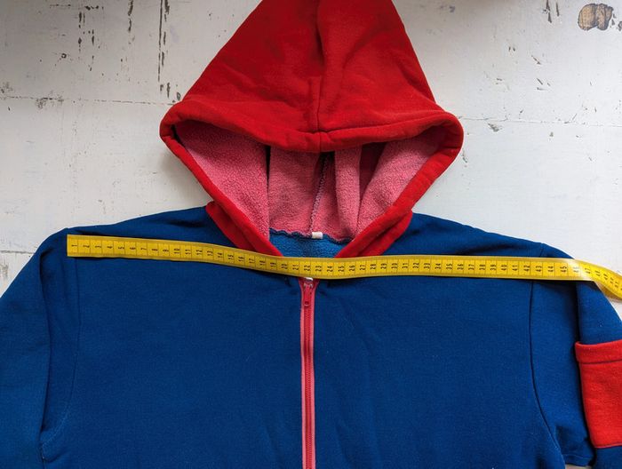 Veste vintage à capuche - Bleu et rouge - Fermeture éclair Talon - photo numéro 7