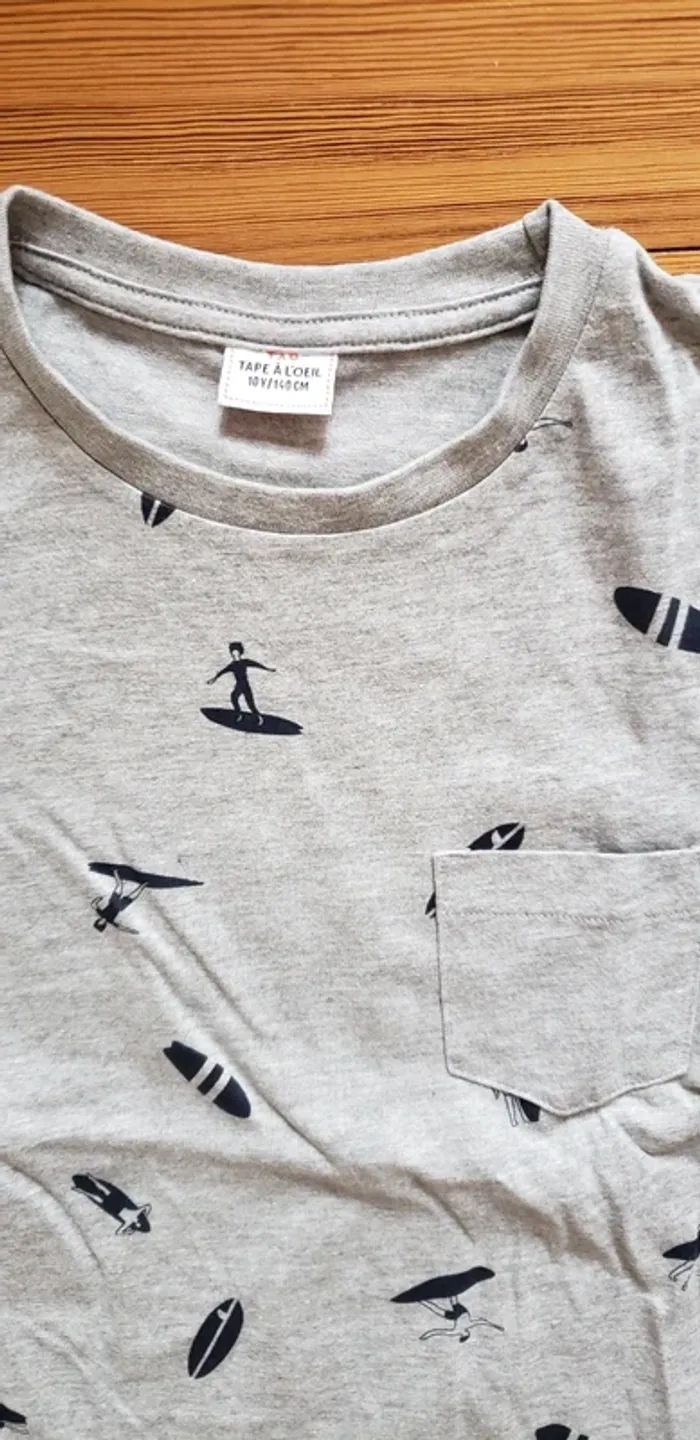 T-shirt gris surfer garçon 10ans - photo numéro 2