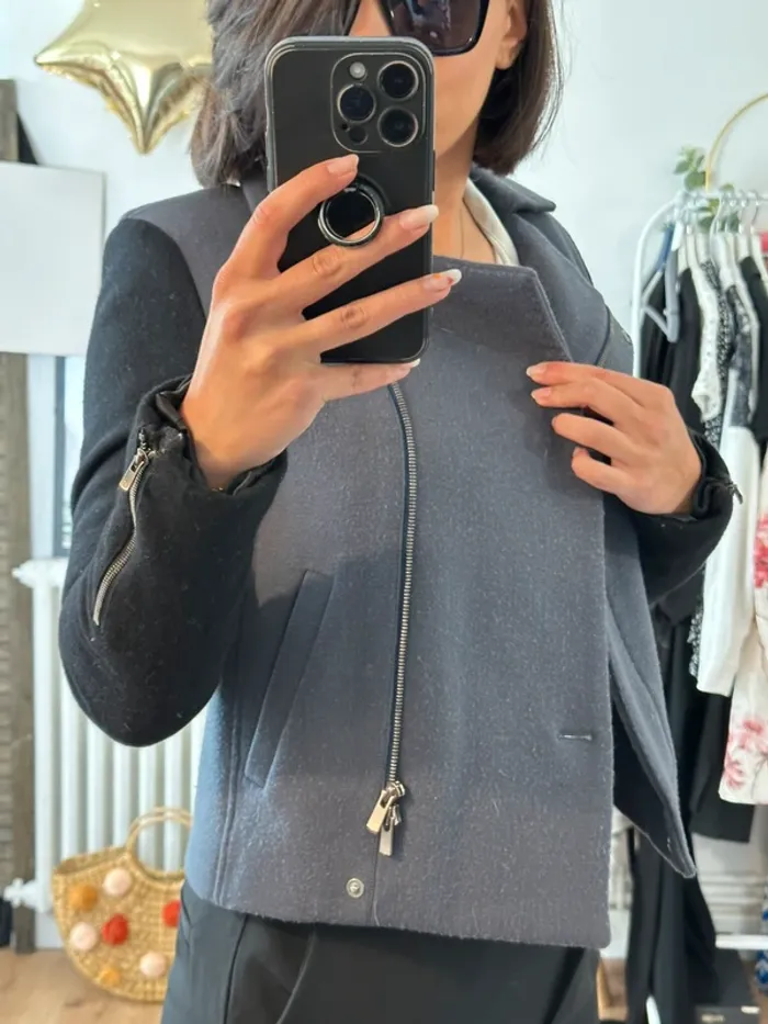 Veste Perfecto Lacoste noire et grise taille 36 - photo numéro 2