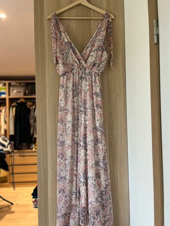 Robe longue fleurs roses