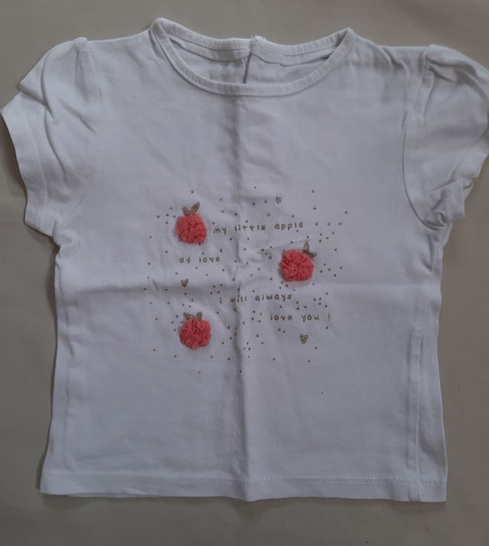 tee-shirt manches courtes blanc - pommes - Kiabi - 18 mois - photo numéro 2