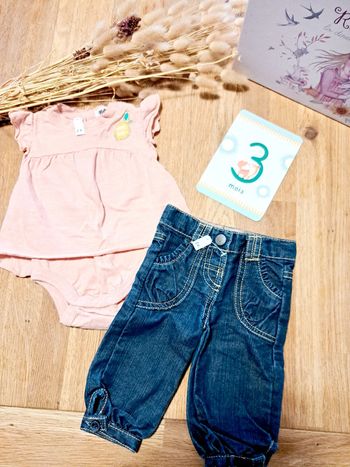 Ensemble jean et t-shirt bodie 3 mois