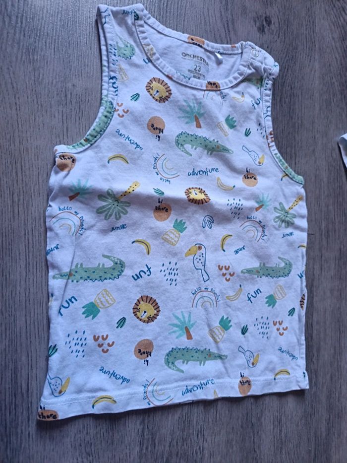 Lot 23 24 mois 86 cm débardeur et t-shirt safari Lion crocodile - photo numéro 4