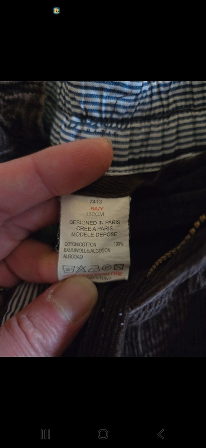 Pantalon velours marron 5 ans jacadi - photo numéro 3