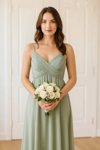 Robe de demoiselle d’honneur vert sauge – Taille L (40) neuve bohème, champêtre, chic