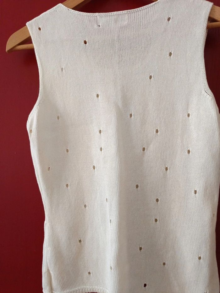 Top Perry & Co 100% coton tricoté t.M, couleur crème, made in Italy - photo numéro 4