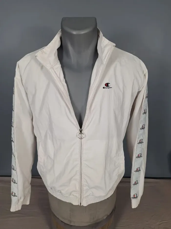 veste coupe vent champion blanche / homme taille M / brodé (470) - photo numéro 6