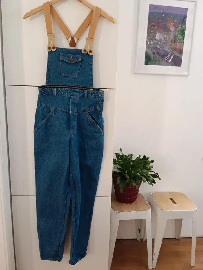 Salopette vintage taille haute bavette amovible