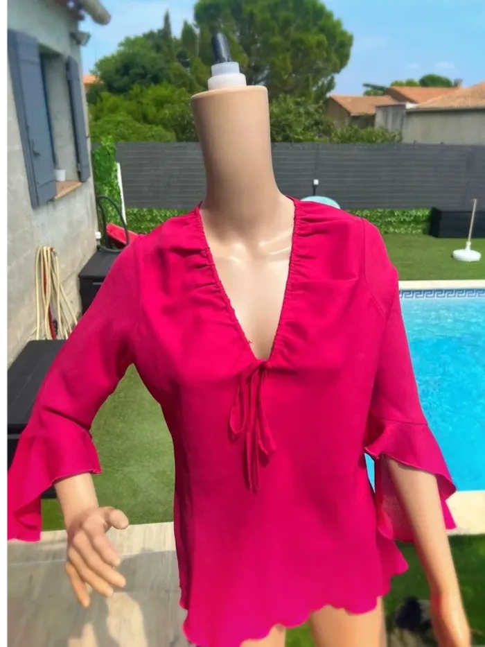 Sublime blouse rose chic – femme – taille 40 – neuve style vintage