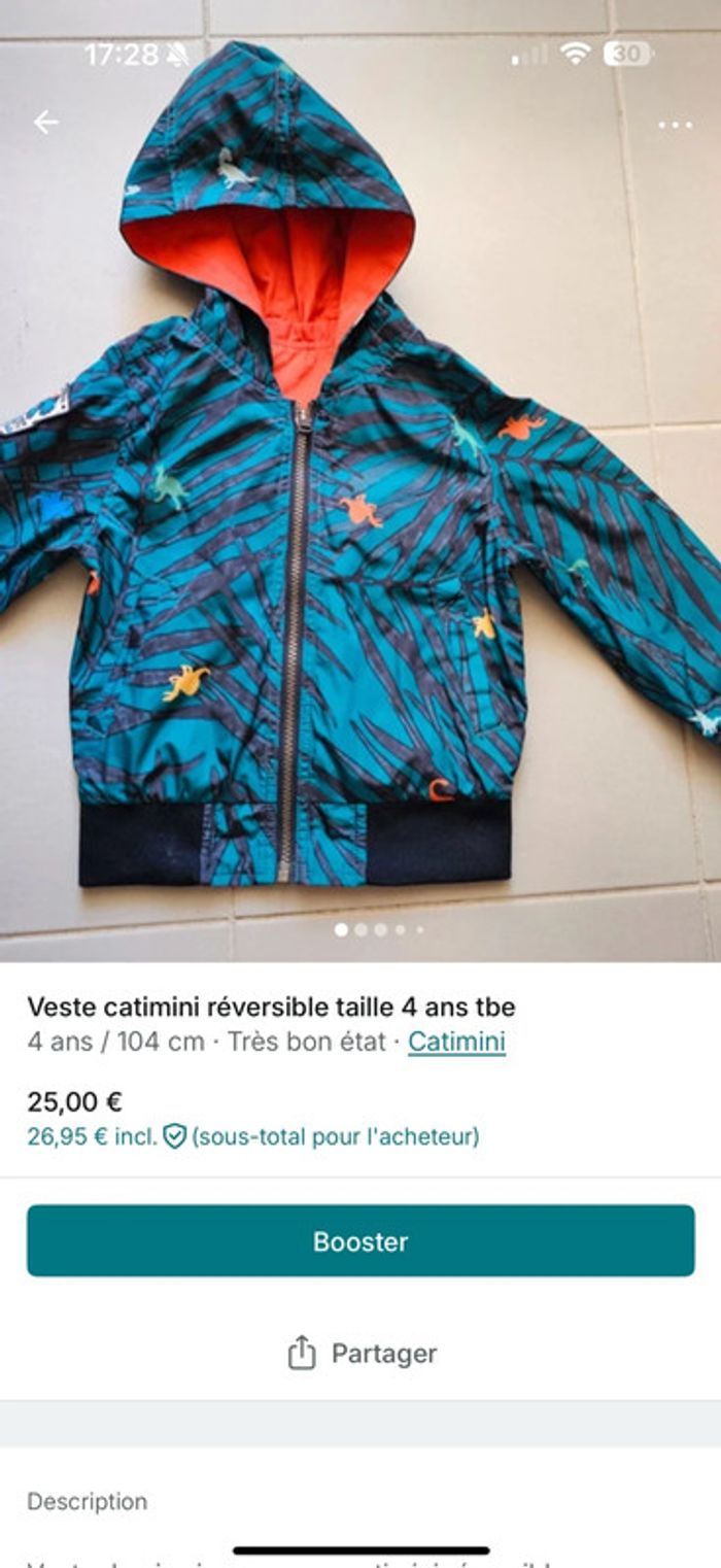 Veste catimini 4 ans réversible - photo numéro 3