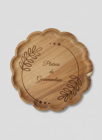 Plateau Fleur en Acacia