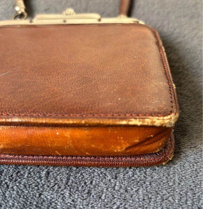 Sac à main ancien en cuir années 30 - photo numéro 6
