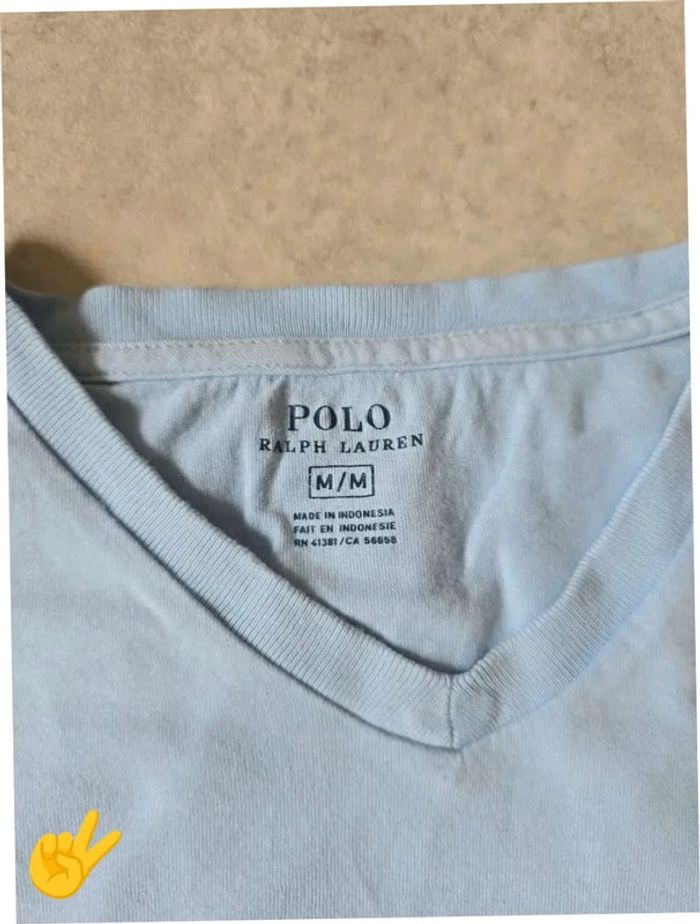 T-shirt Ralph Lauren M coupe col rond bleu Homme Men tee6b - photo numéro 3