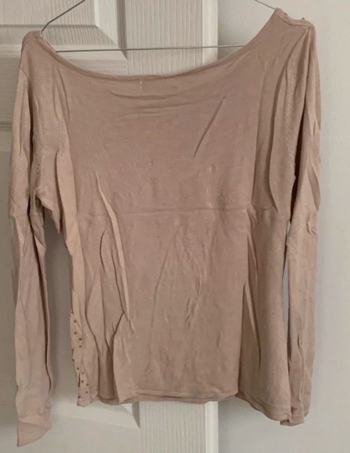 Pull fin sequins beige taille S - photo numéro 2