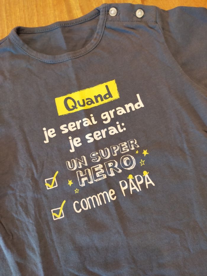 T-shirt super héro comme papa 18 mois - photo numéro 2
