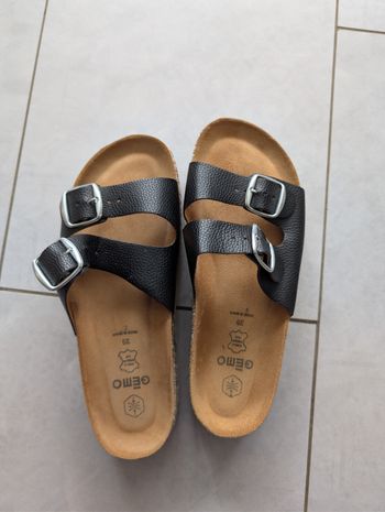 mule plateforme noire Gémo taille 39 semelle cuir été
