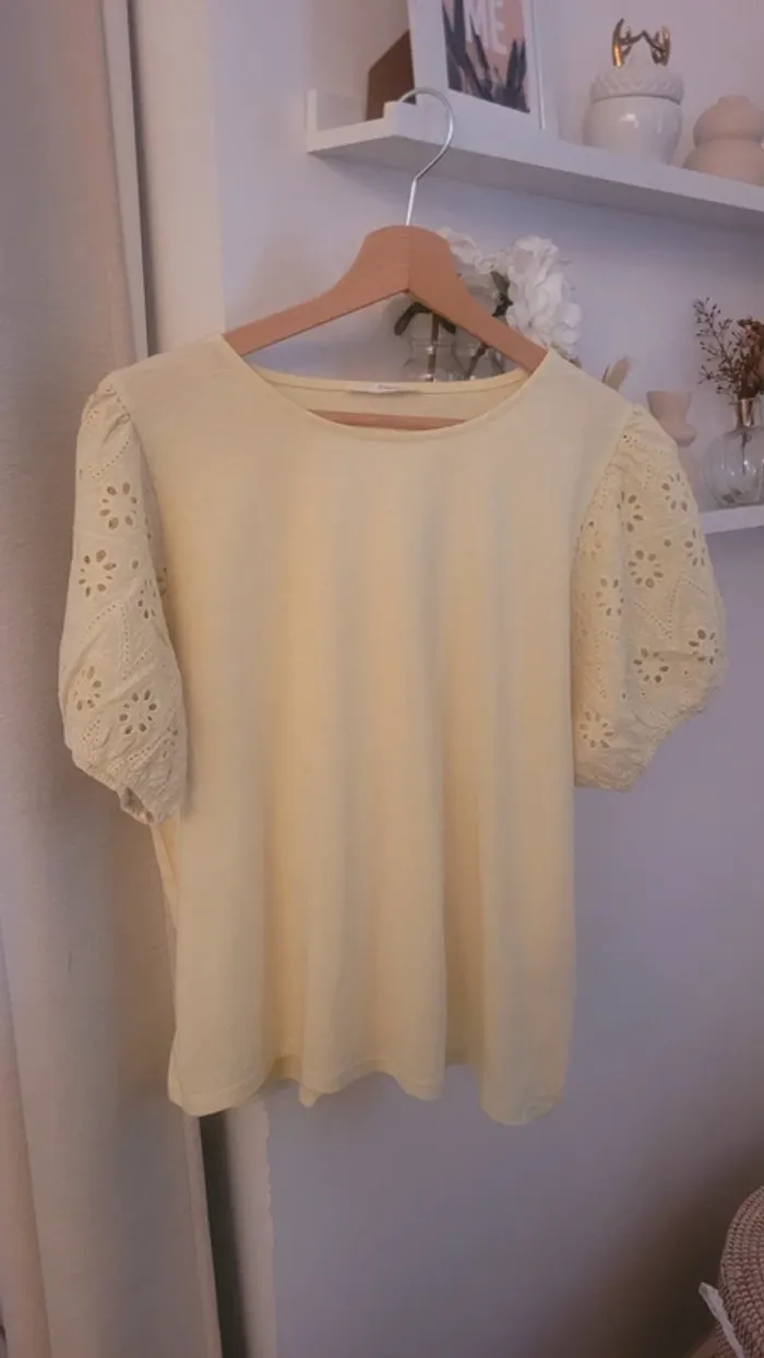 T-shirt manches bouffantes jaune xl